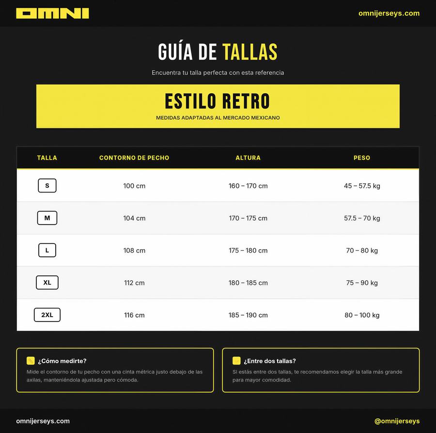 Guía de tallas Argentina Retro 1986 Local Vers. Jugador